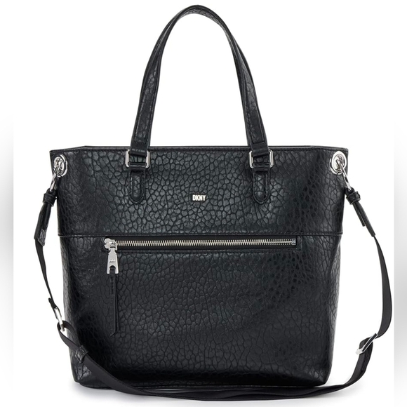 Dkny Handbags - DKNY Gregorio  Black Embossed Leather Tote Bag